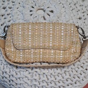 Woven Straw Crossbody Clutch - Natural Beige